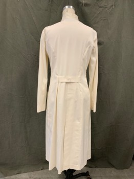 Womens, Sci-Fi/Fantasy Coat/Robe, JUDIANNA MAKOVSKY, Off White, Cotton, Spandex, Solid, B 36, Sci-Fi Lab Coat, Zip Front with Snaps, Curved Front Neck Stand Collar with Off-center Snaps. 2 Pockets, Long Sleeves, Attached Button Tab Back Waist