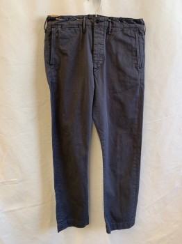 Mens, Casual Pants, RRL, Dk Gray, Cotton, 31/30, Side Pockets, Zip Front, Flat Front, 2 Back Pockets