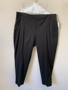 Womens, Slacks, ELOQUII, Black, Cotton, Spandex, Solid, W40-42, Sz.20, Stretch Ponte, Mid Rise, Skinny Leg, Zip Fly, 2 Faux Pockets in Front, 2 Welt Pockets in Back