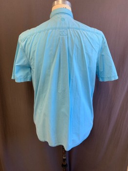 Womens, Shirt, MAGELLAN, Lt Blue, Cotton, XL, C.A., Button Front, S/S, 2 Breast Pockets