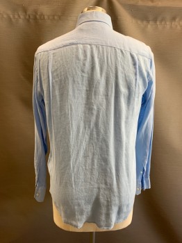 VILEBREQUIN, Baby Blue, Linen, C.A., Button Front, L/S, 1 Pocket, Stained Cuffs