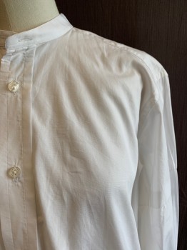 Mens, Shirt 1890s-1910s, DARCY, White, Cotton, Solid, 30, 13.5, Band Collar, Button Front, L/S