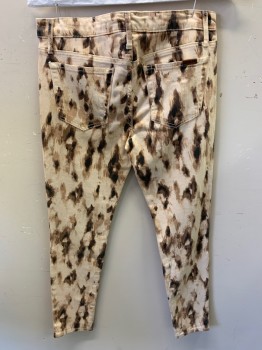 JOES, Sand, Brown, Black, Lyocell, Cotton, Animal Print, Faded, Skinny, Zip Front, Copper Button Closure, 5 Pockets