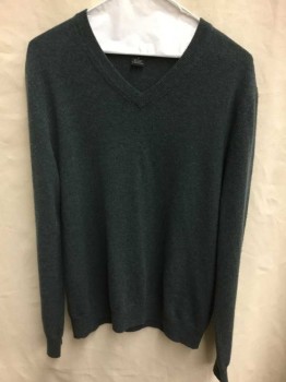 BLOOMINGDALE'S, Blue, Green, Cashmere, Heathered, Knit, VN, L/S, Rib Knit Neck/Waistband/Cuffs