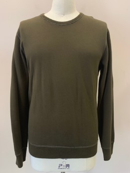 REIGNING CHAMP, Dk Olive Grn, Cotton, Solid, CN, L/S,