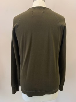 REIGNING CHAMP, Dk Olive Grn, Cotton, Solid, CN, L/S,