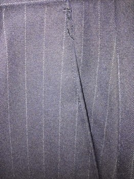 NAUTICA, Midnight Blue, Gray, Wool, Stripes - Pin, Flat Front, 4 Pockets, Zip Front,