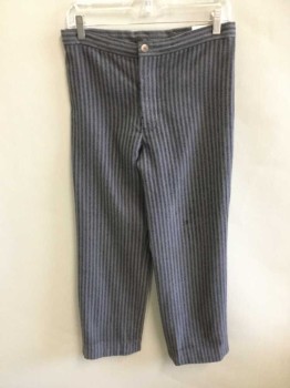 Childrens, Pants 1890s-1910s, JOHN KRISTIANSEN, Gray, Charcoal Gray, Wool, Herringbone, Stripes, I:25, W:25, Flat Front, Button Fly, Suspender Buttons At Inside Waistband, Belted Back, IMade To Order