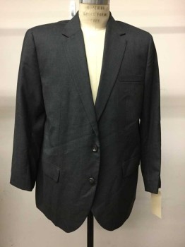 Mens, Suit, Jacket, MTO, Charcoal Gray, Wool, Stripes - Vertical , 42 R , Single Breasted, 2 Buttons,  Notched Lapel,