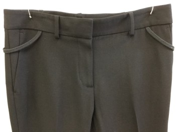 HELMUT LANG, Black, Wool, Solid, Flat Front, Waistband, Belt Loops, Cropped, Shoelace Detail at Sides, 4 Pockets,
