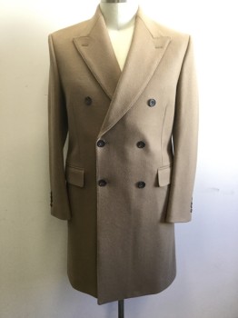 KINGSMAN, Brown, Wool, Solid, Double Breasted, Collar Attached, Peaked Lapel, 2 Flap Pocket