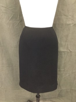 JONESWEAR, Black, Polyester, Solid, Pencil Skirt, Princess Seams, 1/2" Waistband, Center Back Zip