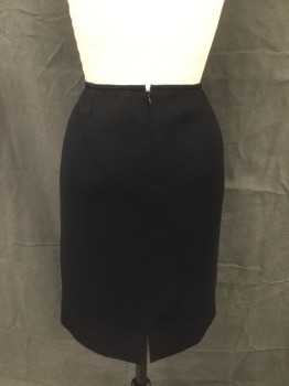 JONESWEAR, Black, Polyester, Solid, Pencil Skirt, Princess Seams, 1/2" Waistband, Center Back Zip