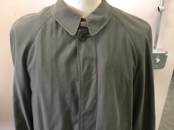 NEWPORT HARBOR, Moss Green, Polyester, Solid, Single Breasted, Collar Attached, 2 Pockets,