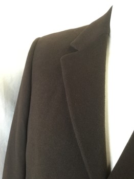 CALVIN KLEIN, Chocolate Brown, Wool, Nylon, Solid, Single Breasted, Collar Attached, Notched Lapel, Long Sleeves, 2 Pockets