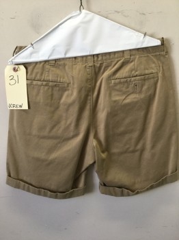 JCREW, Tan Brown, Cotton, Solid, Flat Front, 5 Pockets, Cuffed