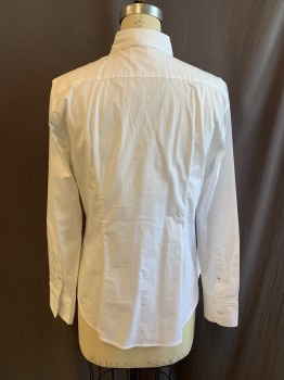 J. CREW, White, Cotton, Elastane, Solid, Collar Attached, Button Front, Long Sleeves, 2 Button Cuffs