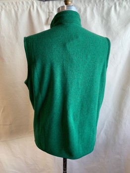 Mens, Sweater Vest, PATAGONIA, Green, Black, Polyester, 2 Color Weave, XXL, Zip Front, Stand Collar, 3 Zip Pockets