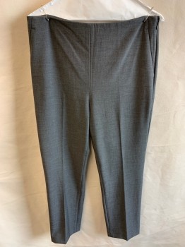 ANN TAYLOR, Black, Lt Gray, Polyester, Rayon, 2 Color Weave, Side Zipper, Invisible Zipper, 4 Pockets, Slim, Creased Front