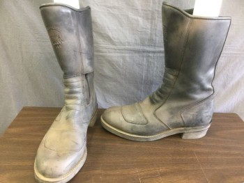 Mens, Sci-Fi/Fantasy Boots , Chippewa, Brown, Black, Leather, Solid, 12, Black Leather Sprayed with Brown Inner Zip See Photo Attached,