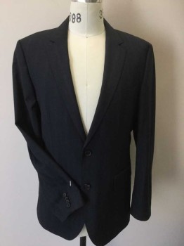 BOSS, Charcoal Gray, Heather Gray, Blue, Viscose, Acetate, Plaid, Heathered, Charcoal/heather Gray, Faint Blue Plaid with Diagonal Dark Gray Lining, Notched Lapel W/hand Stitches on Rim, Single Breasted, 2 Button Front, 3 Pockets, Long Sleeves, with Matching Pants