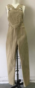Womens, Overalls, WILD FANG, Tan Brown, Cotton, Spandex, Solid, XS, Basic Overall Cut with Hammer Loop, Nice Medium Weight with Stretch