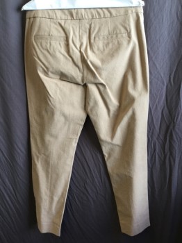 BANANA REPUBLIC, Khaki Brown, Cotton, Viscose, Heathered, 1.5" Waistband, Flat Front with 1 Vertical Seam Front, Zip Front, 2 Pockets Back