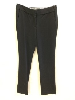 VINCE CAMUTO, Black, Polyester, Solid, Flat Front, 4 Pockets, Waistband, Zip Front,
