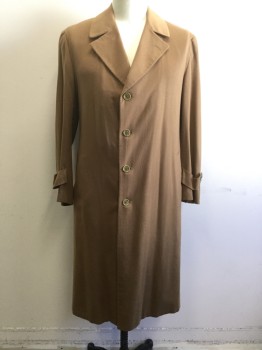 STORM SYSTEM, Caramel Brown, Cashmere, Solid, Single Breasted, Collar Attached, Notched Lapel, Welt Pocket, 2 Buttons, Calf Length, Button Tab Cuffs