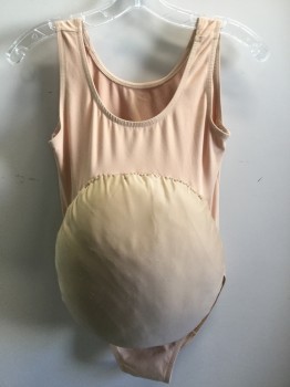 Womens, Pregnancy Belly/Pad, MTO, Peachy Pink, Cotton, Polyester, W26+, B34+, Belly on a Person Measures Approximately 40", Belly Based on a Leotard