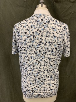 AG, White, Navy Blue, Gray, Graphite Gray, Lt Blue, Polyester, Stars, Dots, Pique Knit, Solid White Ribbed Knit Collar Attached, 3 Button Placket, Short Sleeves, Multiple