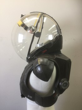 Unisex, Sci-Fi/Fantasy Piece 2, MTO, Brown, Black, Plastic, Solid, 38/40, M, Hard Shell Harness to Hold Helmet. Side Attachments, Magnet Cases Over Old Phones to Light Face, Multiples