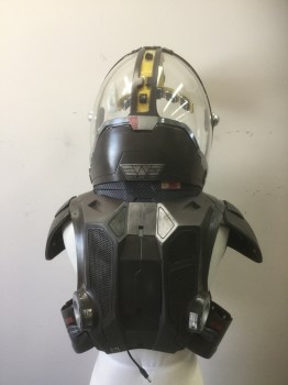 Unisex, Sci-Fi/Fantasy Piece 2, MTO, Brown, Black, Plastic, Solid, 38/40, M, Hard Shell Harness to Hold Helmet. Side Attachments, Magnet Cases Over Old Phones to Light Face, Multiples