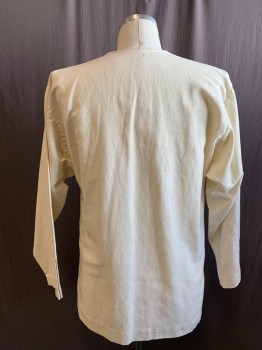 MTO, Cream, Cotton, Linen, Solid, V-neck, Holes for Lace Up, Long Sleeves, Side Seam Sleeve Slits with Lace Up Holes, Side Seam Hem Slits, *black Spot on Back Neck*, Could Be Worn Medieval, Renaissance or 1700's