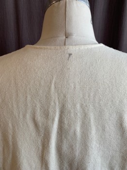 Mens, Historical Fiction Shirt, MTO, Cream, Cotton, Linen, Solid, 42, V-neck, Holes for Lace Up, Long Sleeves, Side Seam Sleeve Slits with Lace Up Holes, Side Seam Hem Slits, *black Spot on Back Neck*, Could Be Worn Medieval, Renaissance or 1700's