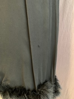 N/L, Black, Silk, Feathers, Solid, Crepe, Lined, Sleeveless, Scoop Neck, Feather Hem Trim, Back Zip, Scoop Back with Attached Bow with Snaps *Repaired Tear at Back Zip, Hole in Back Right Hip*