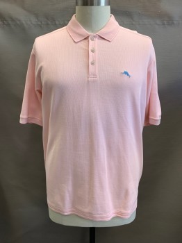 TOMMY BAHAMA, Pink, Cotton, Spandex, C.A., 1/4 Button Front, S/S