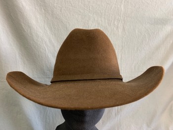 Mens, Cowboy Hat, RESISTOL, Brown, Fur, 7 3/8, Felt, Self Hat Band with Silver Buckle, Dusty and Soft