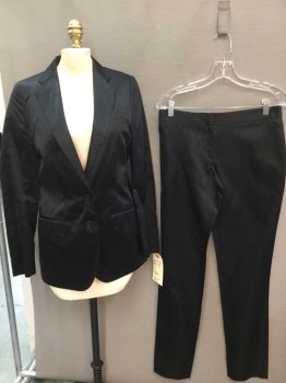 HELMUT LANG, Black, Silk, Solid, JACKET:   Notched Lapel, Single Breasted, 2 Button Front, 2 Pockets Bottom W/flap,  Long Sleeves, See Photo Attached,