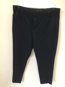 BANANA REPUBLIC, Navy Blue, Rayon, Cotton, Solid, Cropped, Flat Front, Zip Fly, Belt Loops
