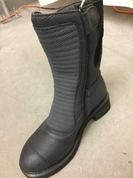Womens, Sci-Fi/Fantasy Boots , SPEED & STRENGTH, Graphite Gray, Leather, Nylon, Solid, 9, 1 PAIR, Mid Calf, Side Zip, Cap Toe, Quilted Front Panel, Low Heel
