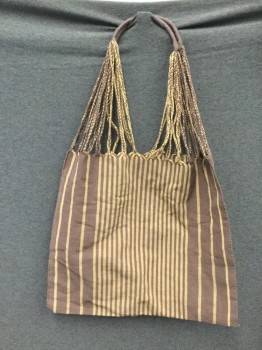 Womens, Purse, LUZ, Dusty Purple, Sand, Cotton, Stripes, Tote, Handwoven, Braided Multi Strap to Wrapped Handle