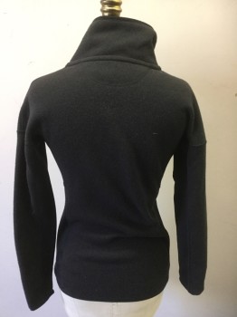 PATAGONIA, Faded Black, Polyester, Solid, Zip Front, Knit, Sweater Like Body with Spandex Under Arm and Sides, Thumb Hole in Sleeve
