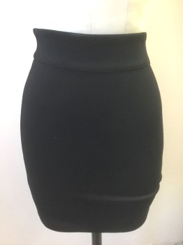 SILENCE + NOISE, Black, Polyester, Rayon, Solid, Stretch Ponte, 2" Wide Self Waistband, Form Fitting, Zip Closure at Center Back
