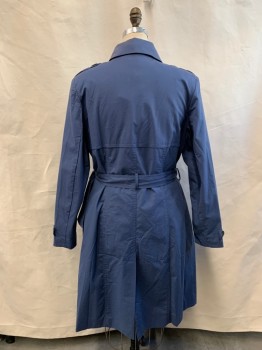 CITY CHIC, French Blue, Cotton, Nylon, Solid, Double Breasted, Collar Attached, Belted Neck, Epaulets, 2 Pockets, Tab Button Cuff, Storm Flap Front, *Shoulder Burn*