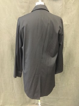 BARNEYS NY, Black, Nylon, Cotton, Solid, Single Breasted, Collar Attached, Long Sleeves, 2 Pockets