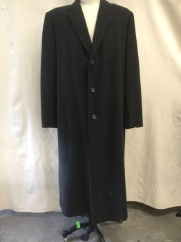 MTO, Charcoal Gray, Wool, Heathered, Single Breasted, Collar Attached, Notched Lapel, 2 Pockets, Long Sleeves, * Hole Left Side Near Hem Front*
