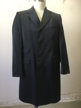 PAUOL SMITH, Black, Polyamide, Cotton, Solid, Collar Attached, Notched Lapel, Single Breasted, Button Front, 4 Pockets,