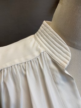 FRAME, Off White, Silk, Solid, Sleeveless, Stitched Band Collar with V-Neck, 3" Wide Stitched Waistband, Elastic Smocking at Back Waist/Hem, Pullover