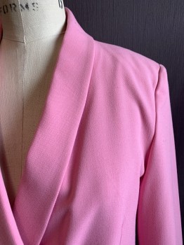 ZARA, Pink, Polyester, Elastane, Solid, Double Breasted, 6 Large Black Buttons, 2 Pockets, Shawl Lapel, 3 Buttons Cuff, Back Vent